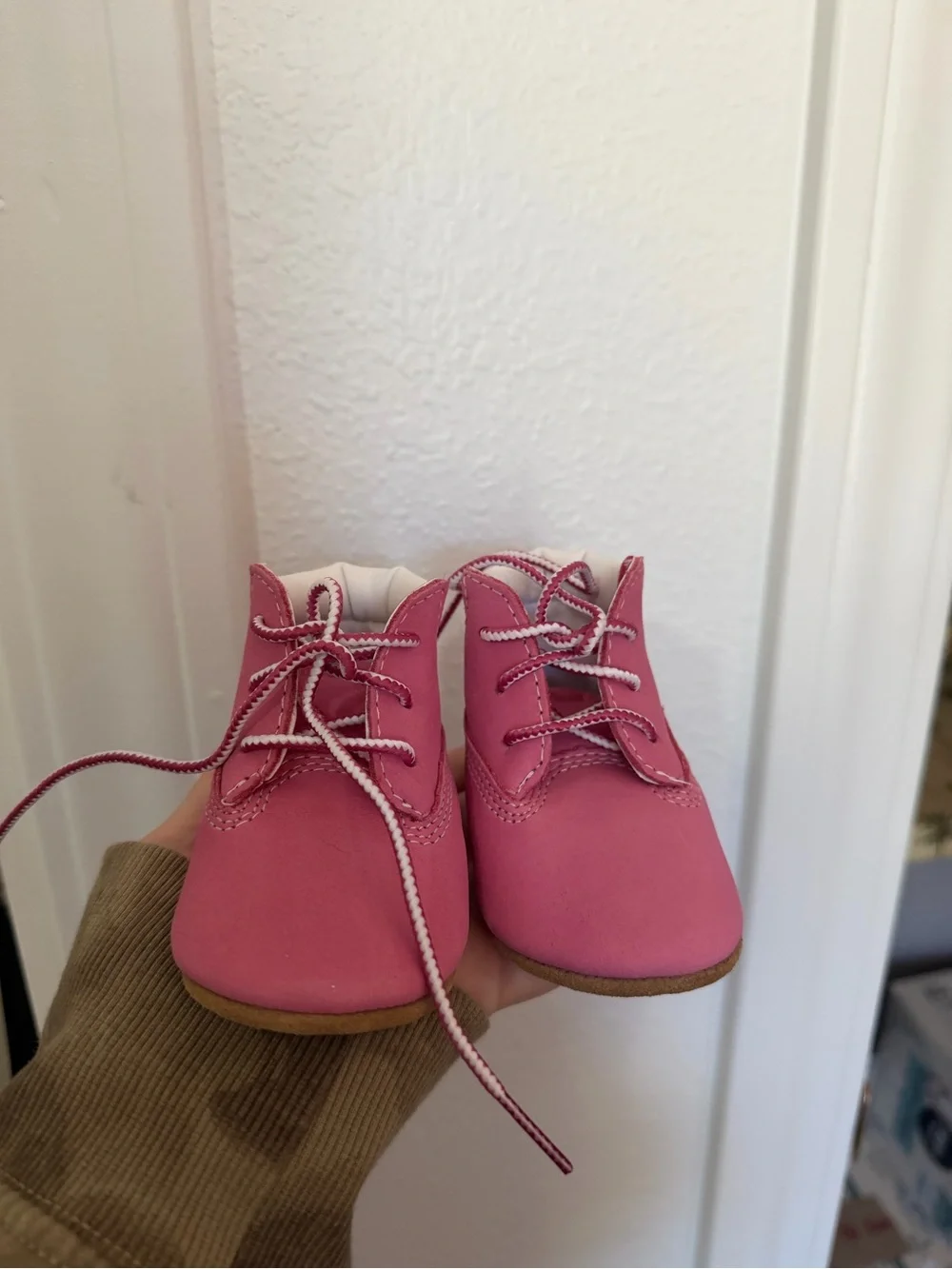 Timberland Pink Lace-Up Baby Walker Shoes